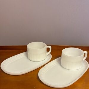 Fire King White Cup and Saucer Set